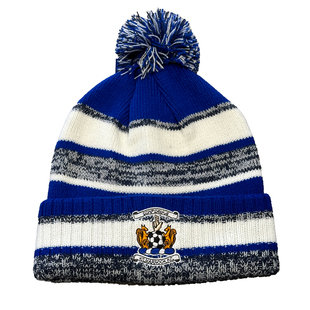 View the ROYAL & WHITE MARL BOBBLE HAT online at Kilmarnock Football Club